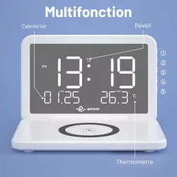 Station Réveil QINSON - Chargeur Qi | Horloge | Réveil | Thermomètre