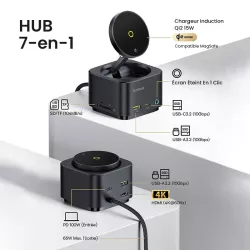 Station de Charge Qi2 BASEUS MagPro II | Hub USB 7-en-1