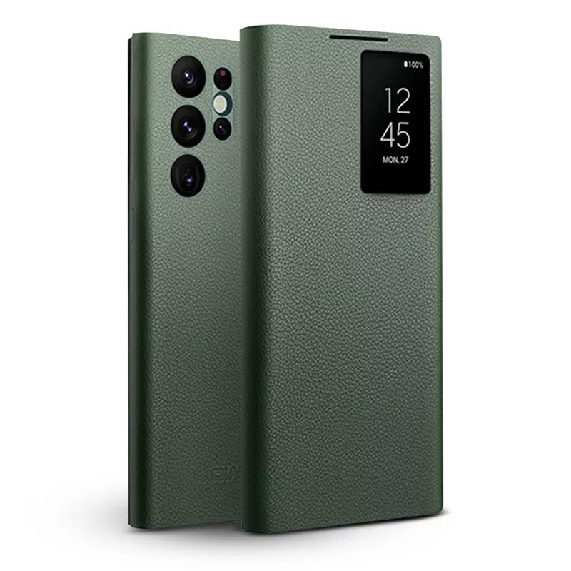 Galaxy S24 Ultra | Étui Fenêtre QIALINO en Cuir Véritable