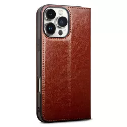 iPhone 16 Pro Max | Étui Portefeuille QIALINO en Cuir Véritable