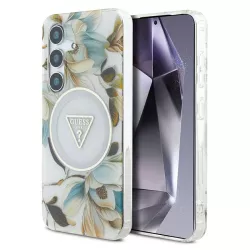 Galaxy S25 | Coque MagSafe GUESS Glitter Flowers Triangle