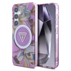 Galaxy S25 | Coque MagSafe GUESS Glitter Flowers Triangle