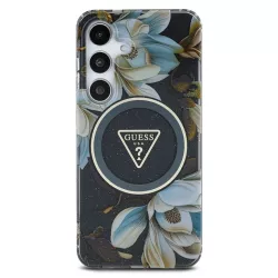 Galaxy S25 | Coque MagSafe GUESS Glitter Flowers Triangle