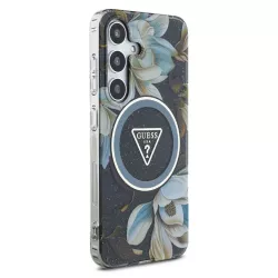Galaxy S25 | Coque MagSafe GUESS Glitter Flowers Triangle