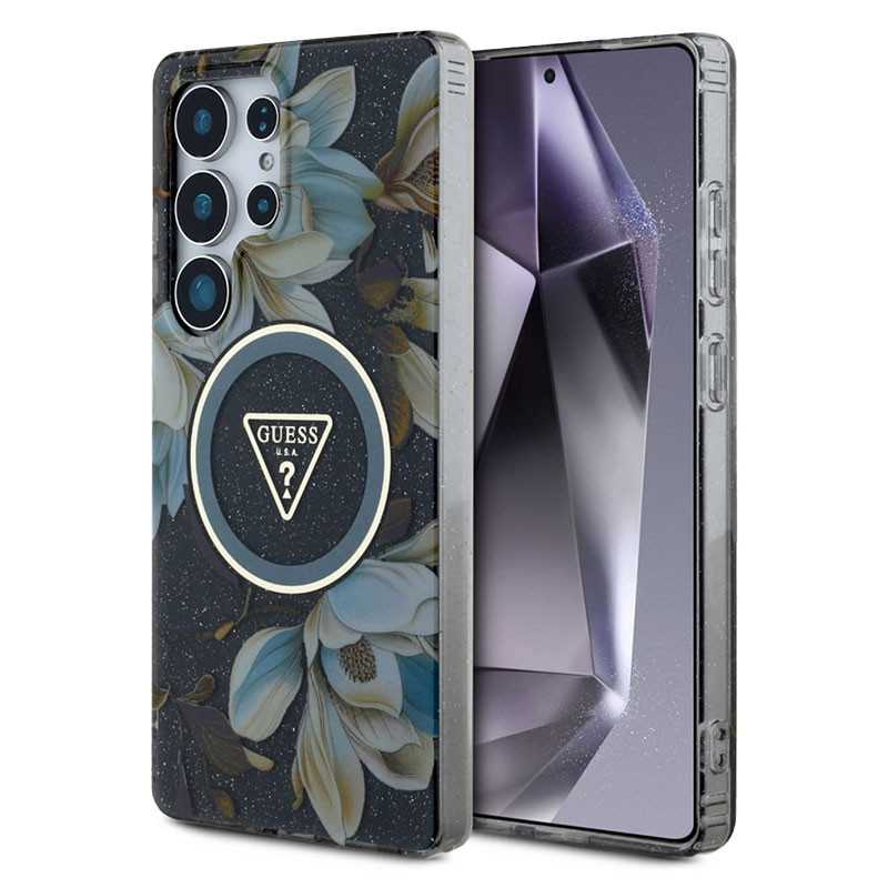 Galaxy S25 Ultra | Coque MagSafe GUESS Glitter Flowers Triangle Galaxy S25 Ultra | Coque MagSafe GUESS Glitter Flowers Triangle