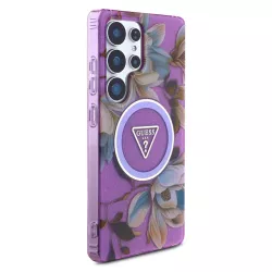 Galaxy S25 Ultra | Coque MagSafe GUESS Glitter Flowers Triangle
