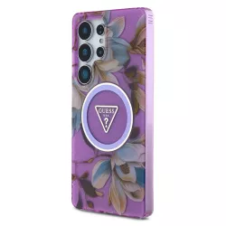 Galaxy S25 Ultra | Coque MagSafe GUESS Glitter Flowers Triangle
