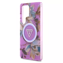 Galaxy S25 Ultra | Coque MagSafe GUESS Glitter Flowers Triangle