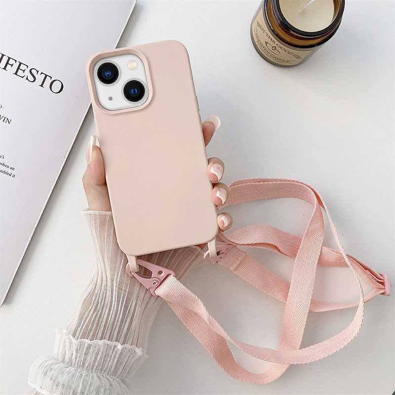 iPhone 13 | Coque Silicone avec Bandoulière Nylon iPhone 13 | Coque Silicone avec Bandoulière Nylon