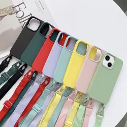 iPhone 13 | Coque Silicone avec Bandoulière Nylon