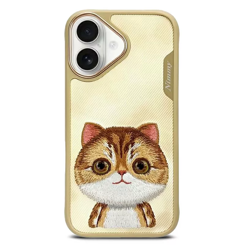 iPhone 16 | Coque NIMMY FRIENDS Big Eyed Pet Chaton Brodé
