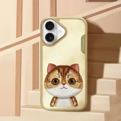 iPhone 16 | Coque NIMMY FRIENDS Big Eyed Pet Chaton Brodé