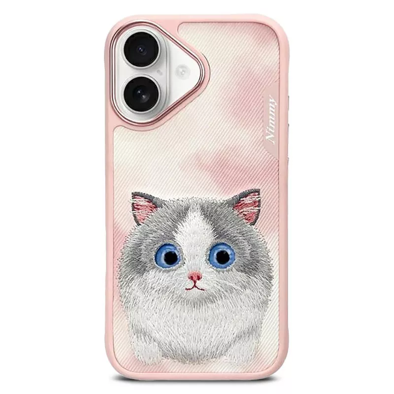 iPhone 16 | Coque NIMMY FRIENDS Big Eyed Pet Chat Brodé