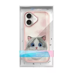 iPhone 16 | Coque NIMMY FRIENDS Big Eyed Pet Chat Brodé