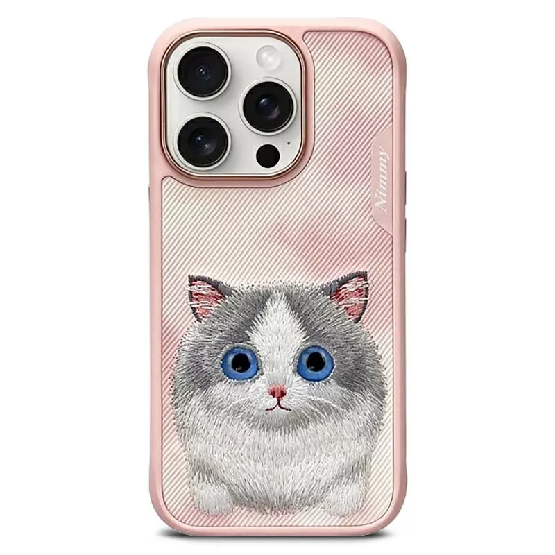iPhone 16 Pro | Coque NIMMY FRIENDS Big Eyed Pet Chat Brodé