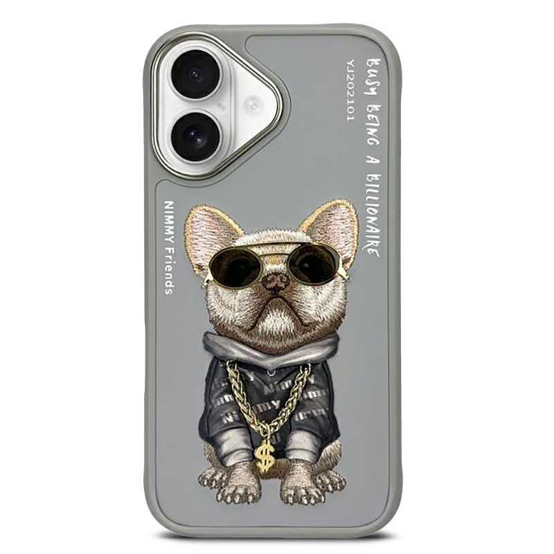iPhone 16 | Coque NIMMY FRIENDS Gray Glasses Cool Dog Brodée iPhone 16 | Coque NIMMY FRIENDS Gray Glasses Cool Dog Brodée