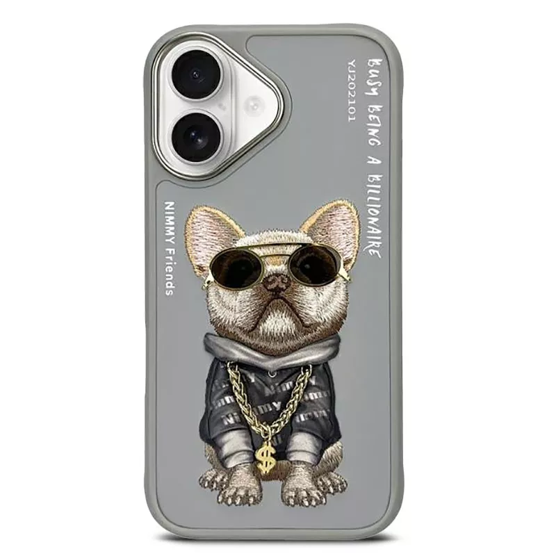iPhone 16 | Coque NIMMY FRIENDS Gray Glasses Cool Dog Brodée