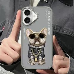 iPhone 16 | Coque NIMMY FRIENDS Gray Glasses Cool Dog Brodée