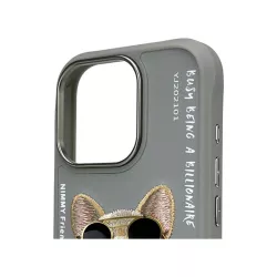 iPhone 16 Pro | Coque NIMMY Gray Glasses Cool Dog Brodée