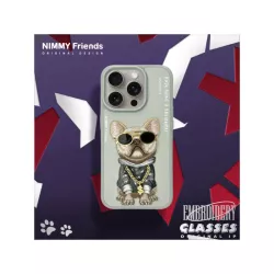 iPhone 16 Pro | Coque NIMMY Gray Glasses Cool Dog Brodée