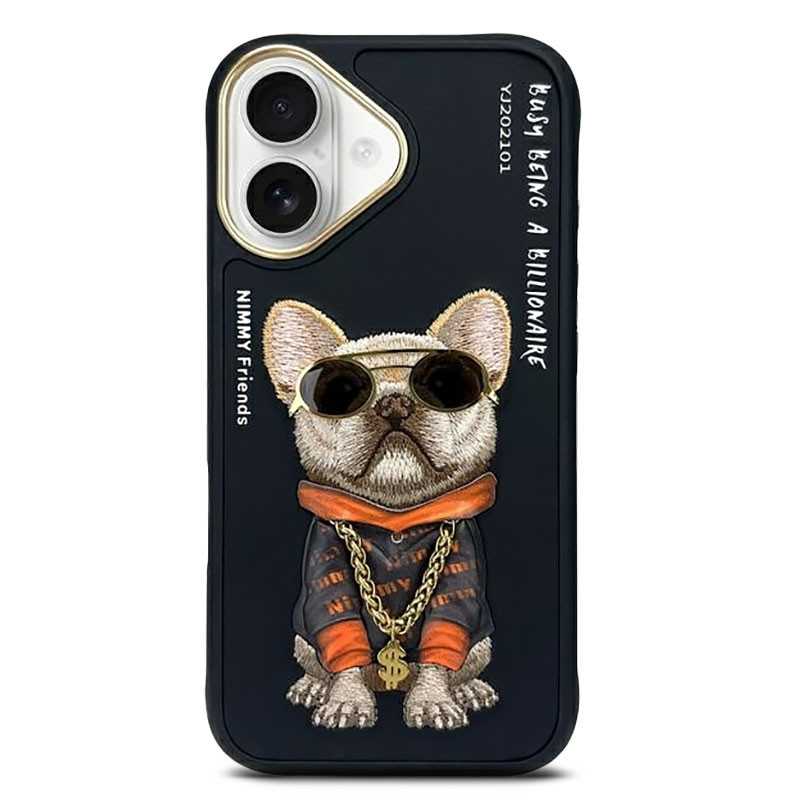 iPhone 16 | Coque NIMMY FRIENDS Black Glasses Cool Dog Brodée iPhone 16 | Coque NIMMY FRIENDS Black Glasses Cool Dog Brodée