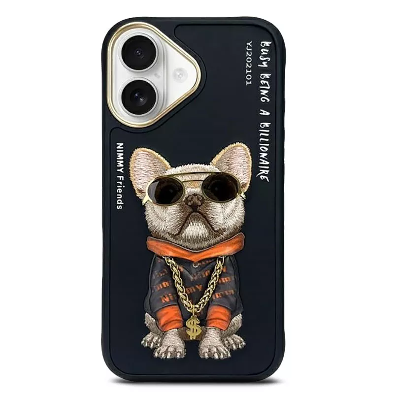 iPhone 16 | Coque NIMMY FRIENDS Black Glasses Cool Dog Brodée