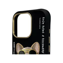 iPhone 16 Pro | Coque NIMMY Black Glasses Cool Dog Brodée