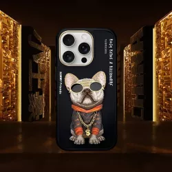 iPhone 16 Pro | Coque NIMMY Black Glasses Cool Dog Brodée