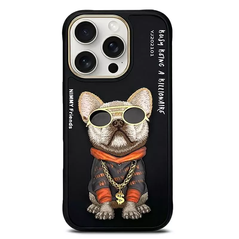 iPhone 16 Pro Max | Coque NIMMY FRIENDS Black Glasses Cool Dog Brodée