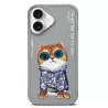 iPhone 16 | Coque NIMMY FRIENDS Gray Glasses Cool Cat Brodée
