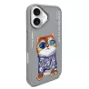 iPhone 16 | Coque NIMMY FRIENDS Gray Glasses Cool Cat Brodée