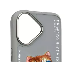 iPhone 16 | Coque NIMMY FRIENDS Gray Glasses Cool Cat Brodée