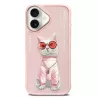 iPhone 16 | Coque NIMMY FRIENDS Pink Glasses Cool Cat Brodée