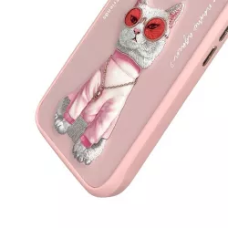 iPhone 16 Pro Max | Coque NIMMY FRIENDS Pink Glasses Cool Cat Brodée