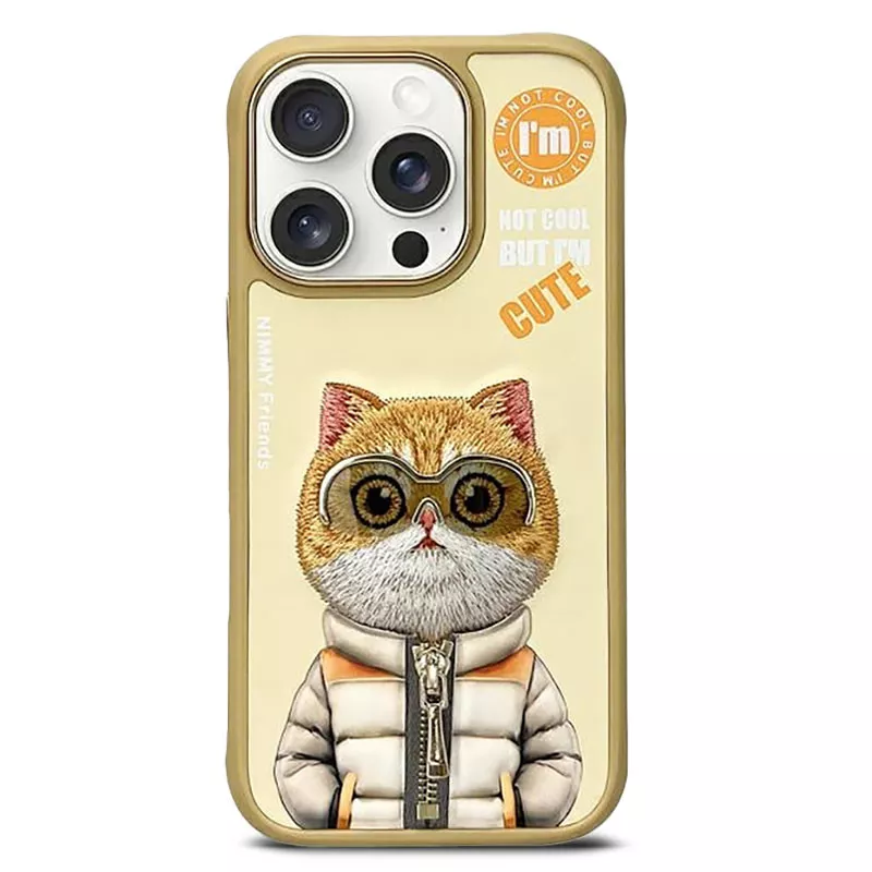 iPhone 16 Pro Max | Coque NIMMY FRIENDS Cool Cute Cat Brodée
