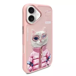 iPhone 16 | Coque NIMMY FRIENDS Cool Cute Pink Cat Brodée