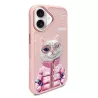 iPhone 16 | Coque NIMMY FRIENDS Cool Cute Pink Cat Brodée