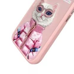 iPhone 16 | Coque NIMMY FRIENDS Cool Cute Pink Cat Brodée