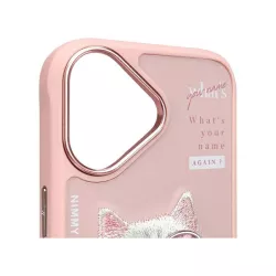 iPhone 16 | Coque NIMMY FRIENDS Cool Cute Pink Cat Brodée