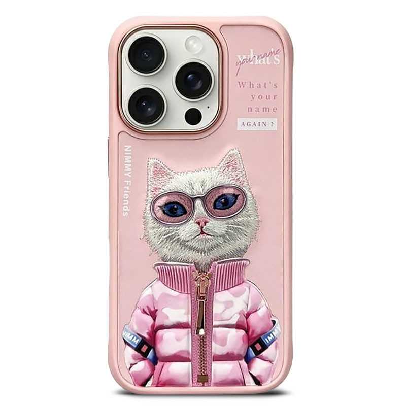 iPhone 16 Pro Max | Coque NIMMY FRIENDS Cool Cute Pink Cat Brodée iPhone 16 Pro Max | Coque NIMMY FRIENDS Cool Cute Pink Cat Brodée