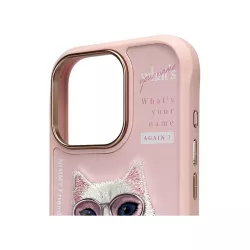 iPhone 16 Pro Max | Coque NIMMY FRIENDS Cool Cute Pink Cat Brodée