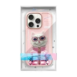 iPhone 16 Pro Max | Coque NIMMY FRIENDS Cool Cute Pink Cat Brodée