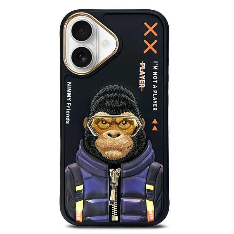 iPhone 16 | Coque NIMMY FRIENDS Cool Cute Monkey Brodée iPhone 16 | Coque NIMMY FRIENDS Cool Cute Monkey Brodée