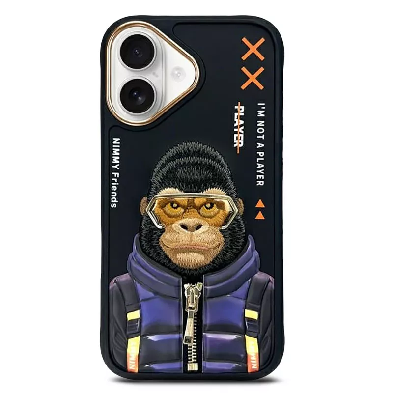 iPhone 16 | Coque NIMMY FRIENDS Cool Cute Monkey Brodée