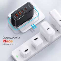 Chargeur GaN 100W USAMS CC145 | 2 * USB-C | 2 * USB-A