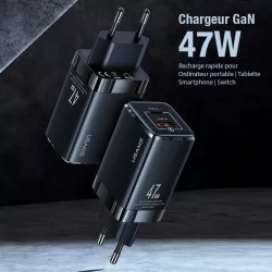 Chargeur GaN USAMS T41 47W avec ports USB-C & USB-A