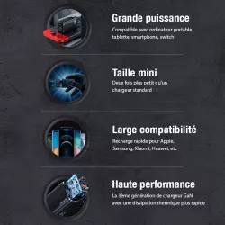 Chargeur GaN USAMS T41 47W avec ports USB-C & USB-A