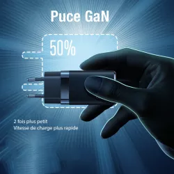 Chargeur GaN USAMS T41 47W avec ports USB-C & USB-A