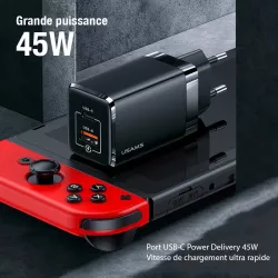 Chargeur GaN USAMS T41 47W avec ports USB-C & USB-A