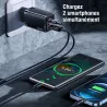 Chargeur GaN USAMS T41 47W avec ports USB-C & USB-A